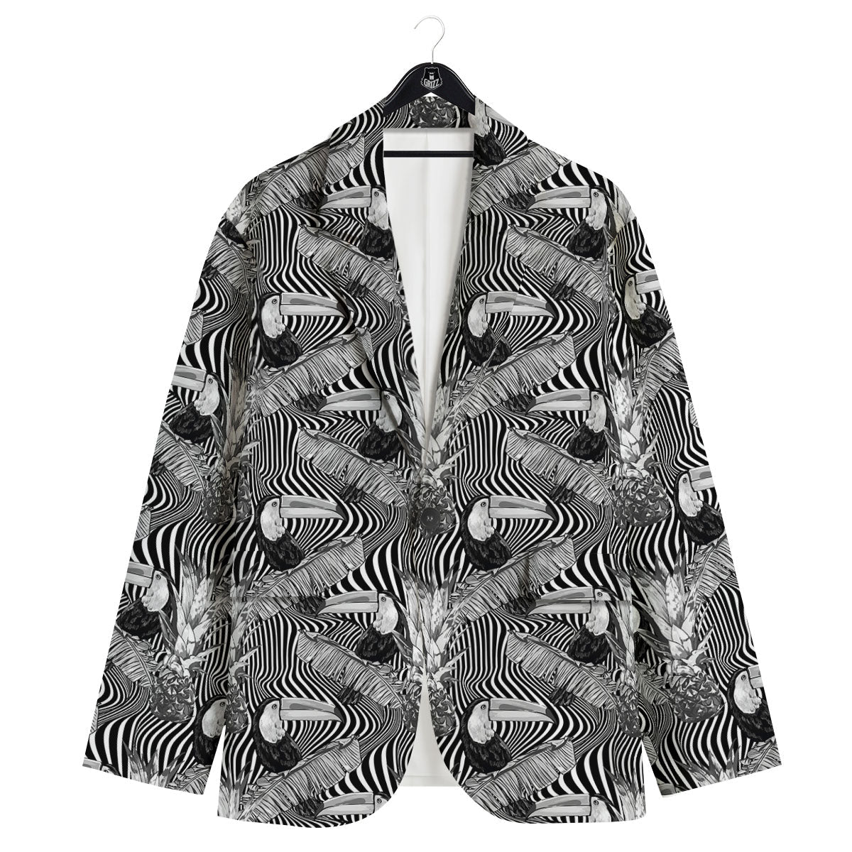 Toucan Black Illusion Print Pattern Men's Sport Coat-grizzshop