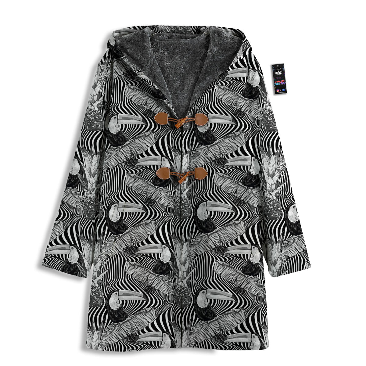 Toucan Black Illusion Print Pattern Men's Windbreaker Jacket-grizzshop