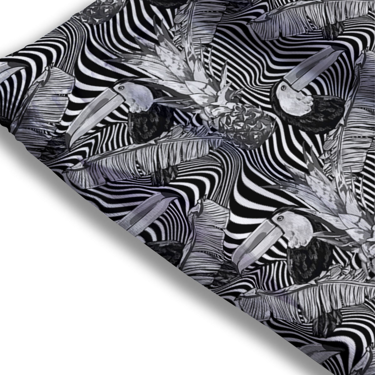 Toucan Black Illusion Print Pattern Mesh Shorts