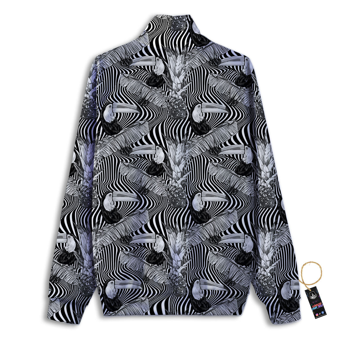 Toucan Black Illusion Print Pattern Track Jacket-grizzshop