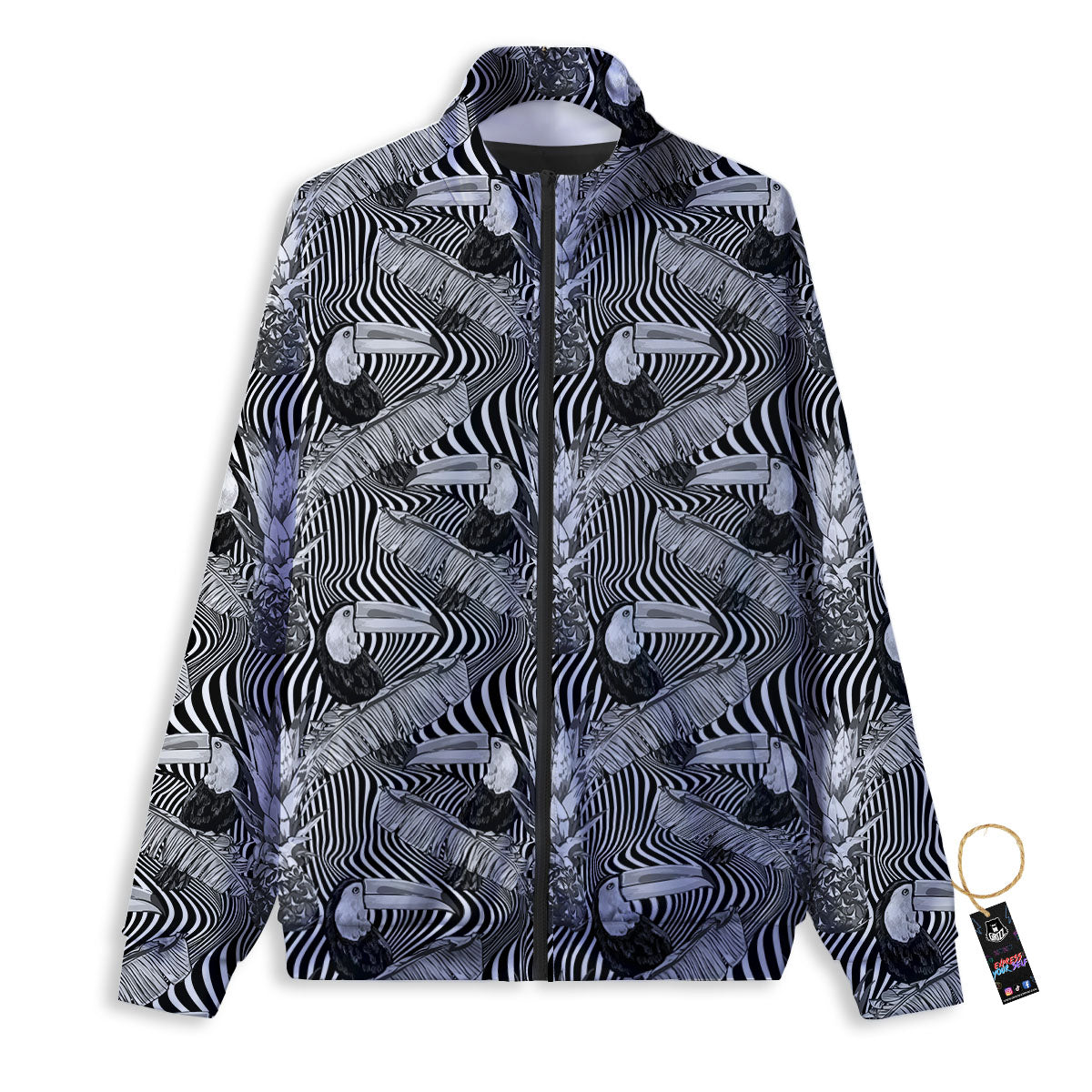 Toucan Black Illusion Print Pattern Track Jacket-grizzshop