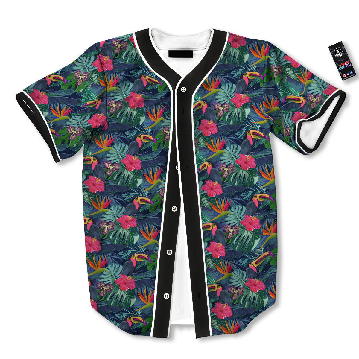 Toucan Exotic Tropical Print Pattern Baseball Jersey-grizzshop