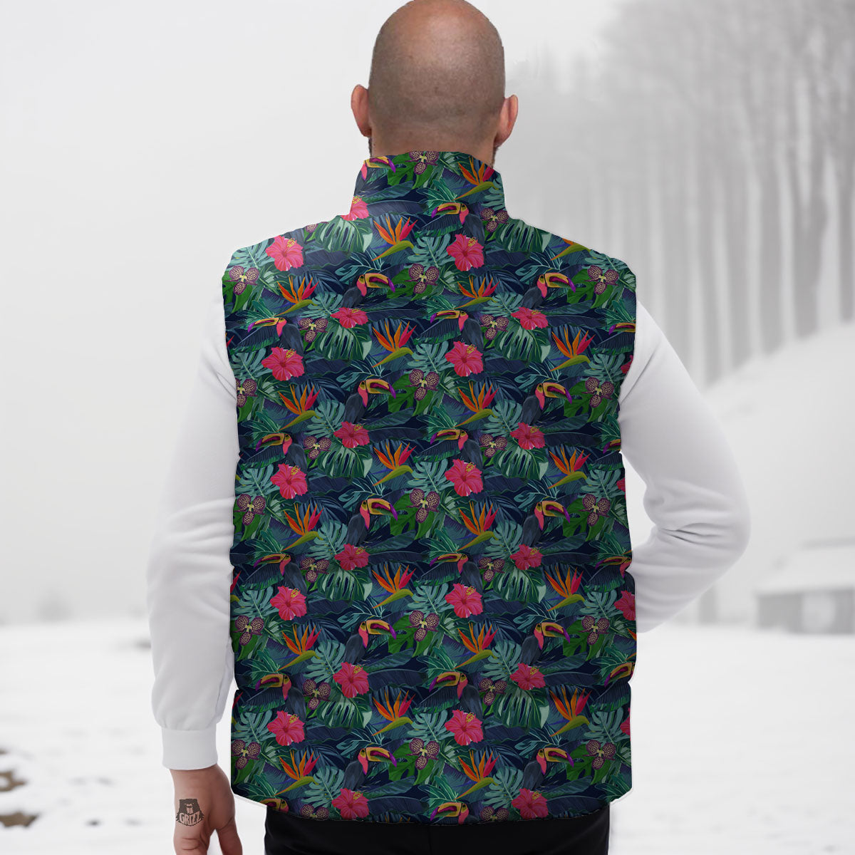 Toucan Exotic Tropical Print Pattern Down Vest