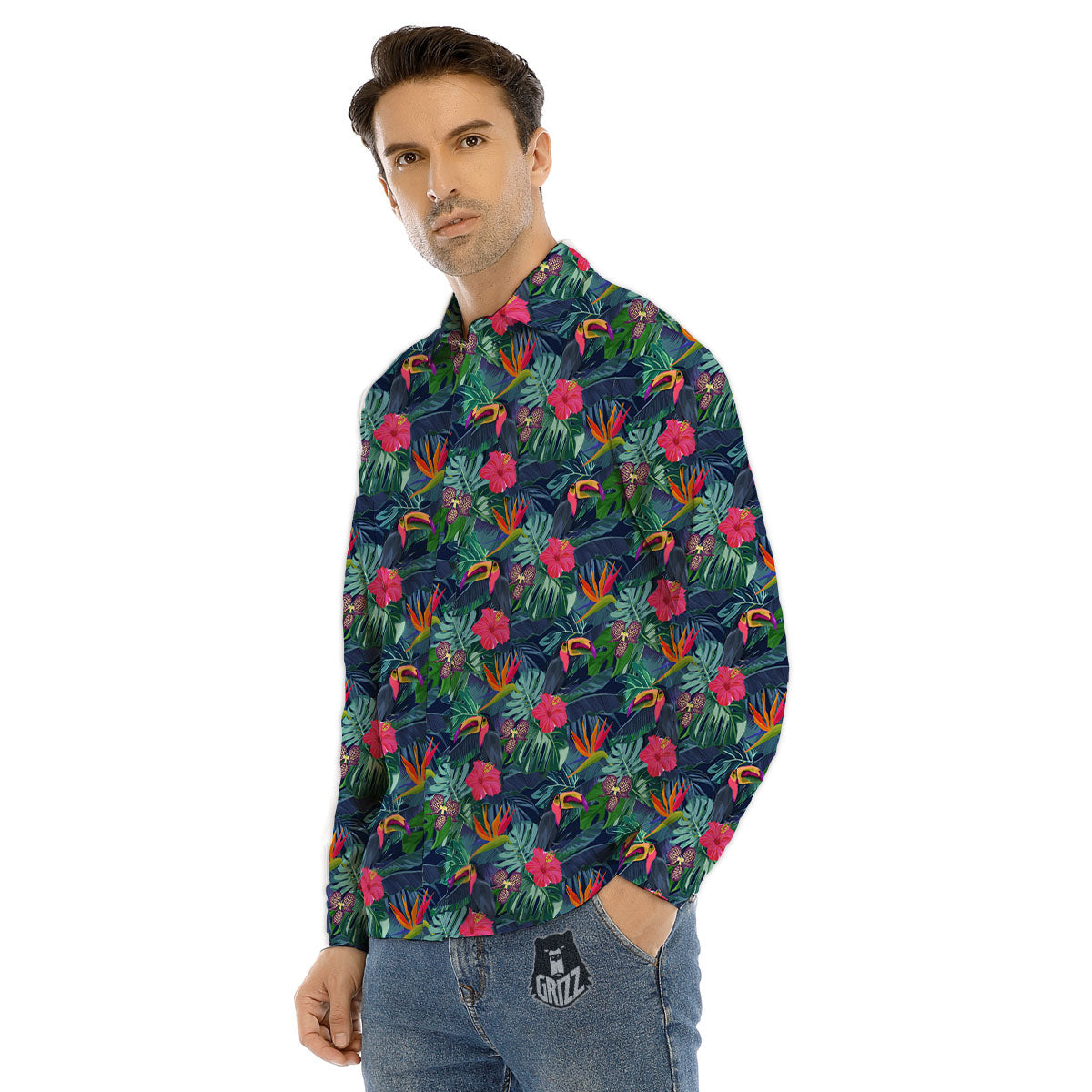 Toucan Exotic Tropical Print Pattern Men's Dress Shirts-grizzshop