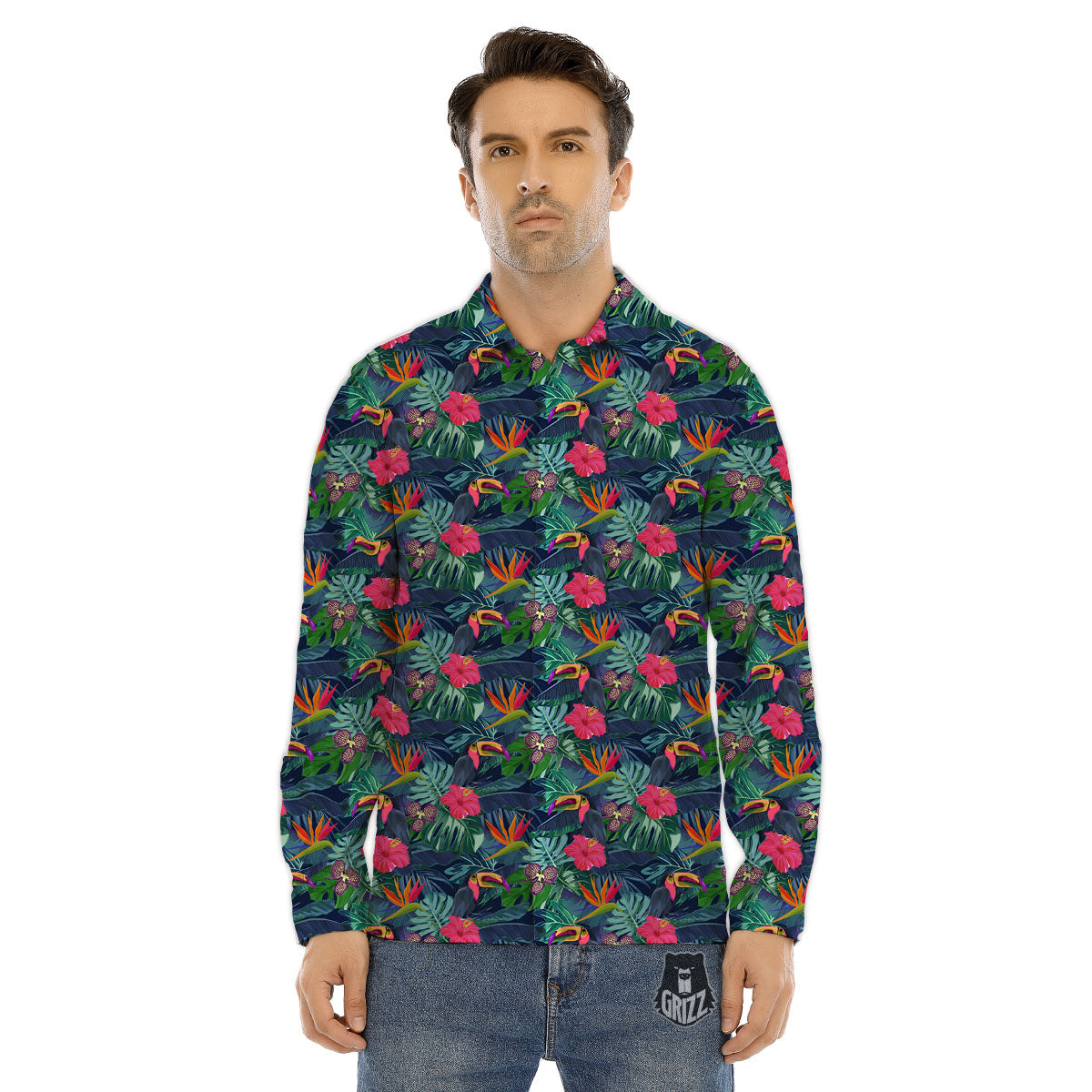 Toucan Exotic Tropical Print Pattern Men's Dress Shirts-grizzshop
