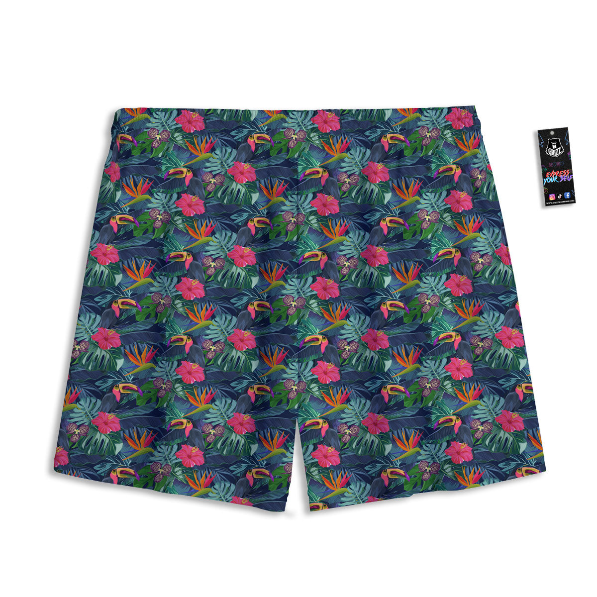 Toucan Exotic Tropical Print Pattern Mesh Shorts