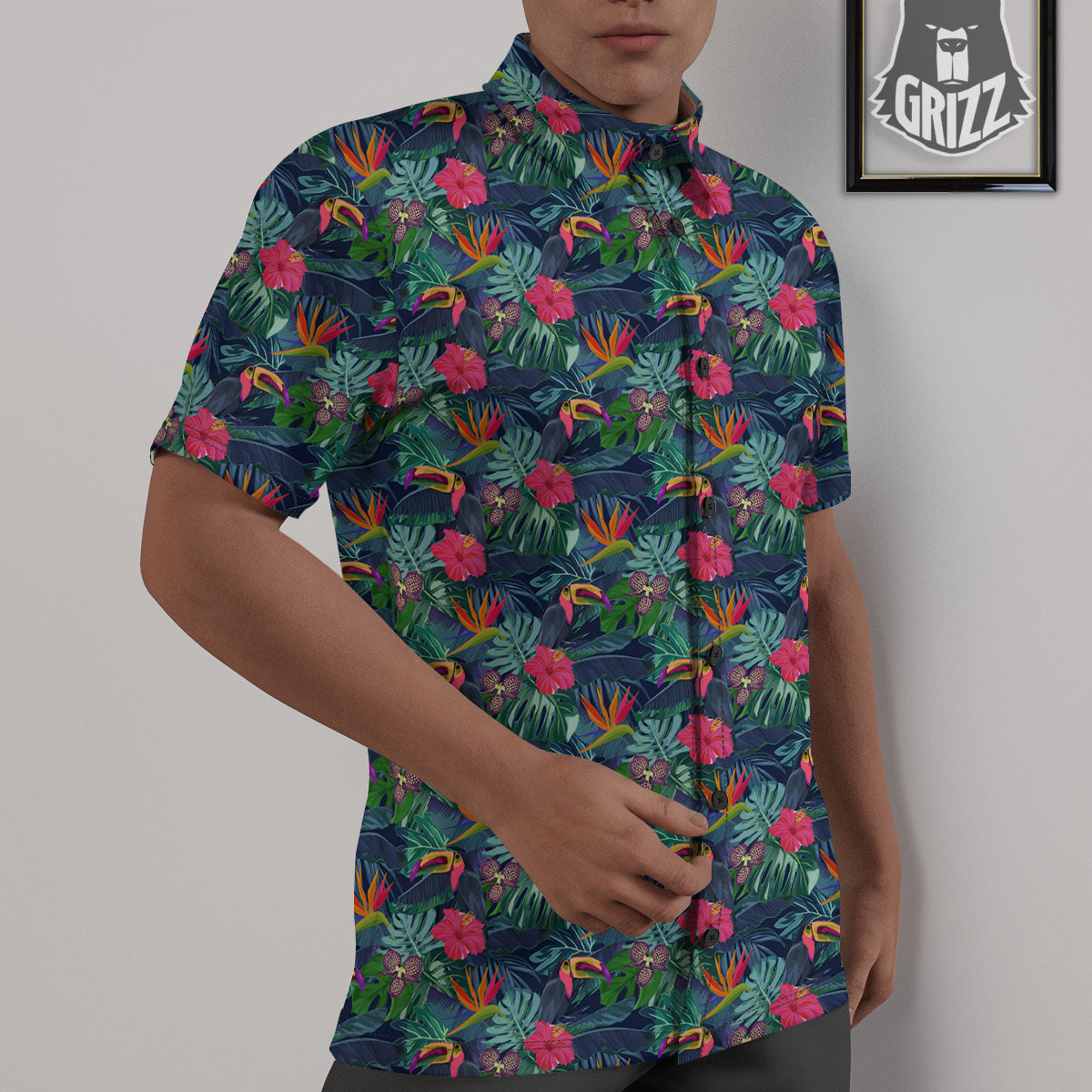 Toucan Exotic Tropical Print Pattern Untucked Shirts-grizzshop