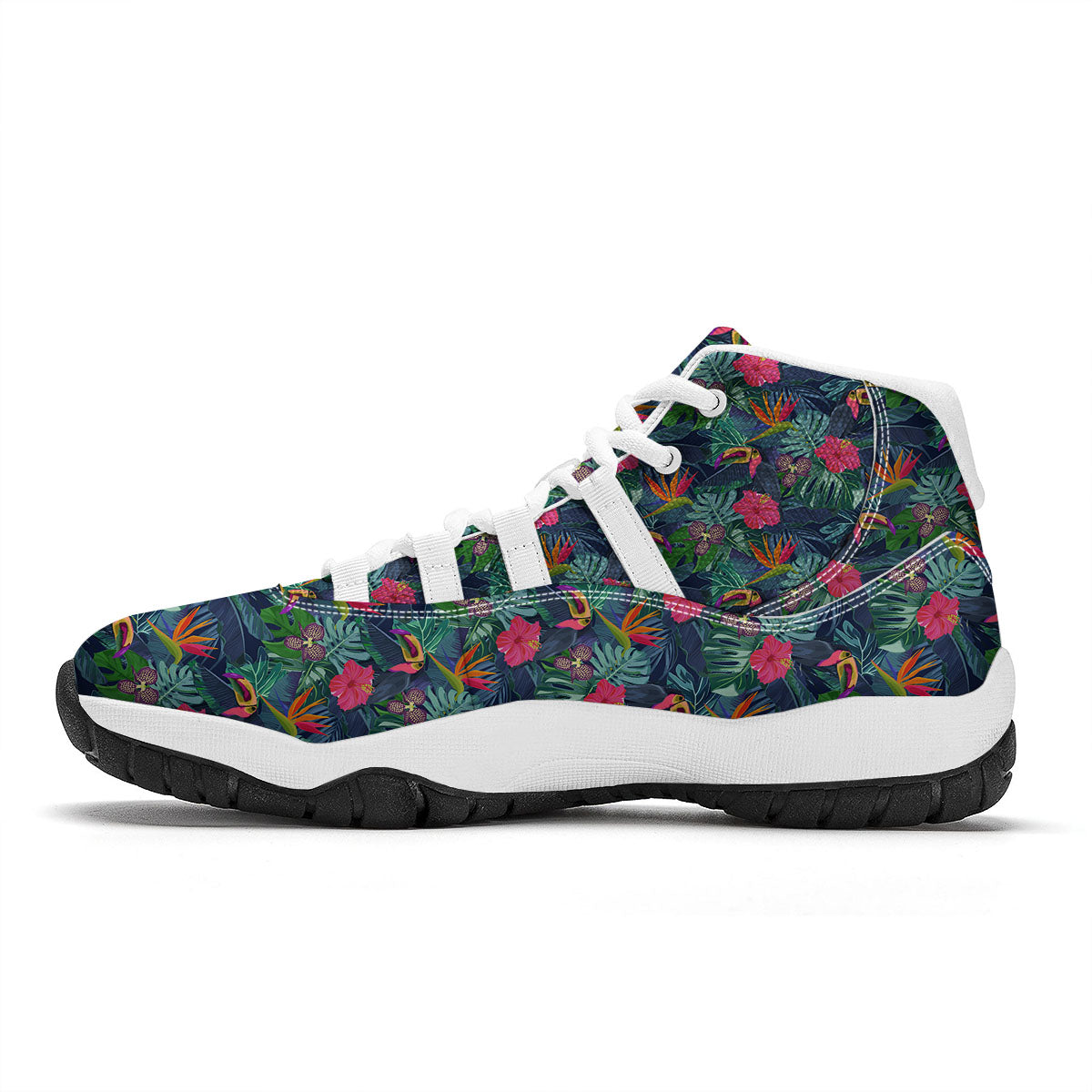Toucan Exotic Tropical Print Pattern White Bball Shoes-grizzshop