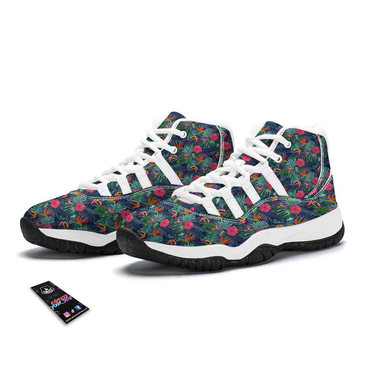 Toucan Exotic Tropical Print Pattern White Bball Shoes-grizzshop