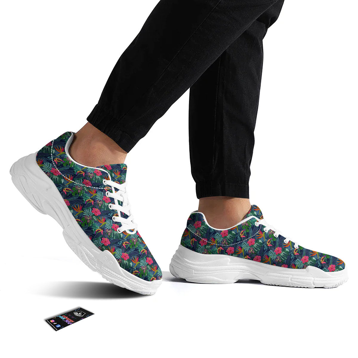 Toucan Exotic Tropical Print Pattern White Chunky Shoes-grizzshop