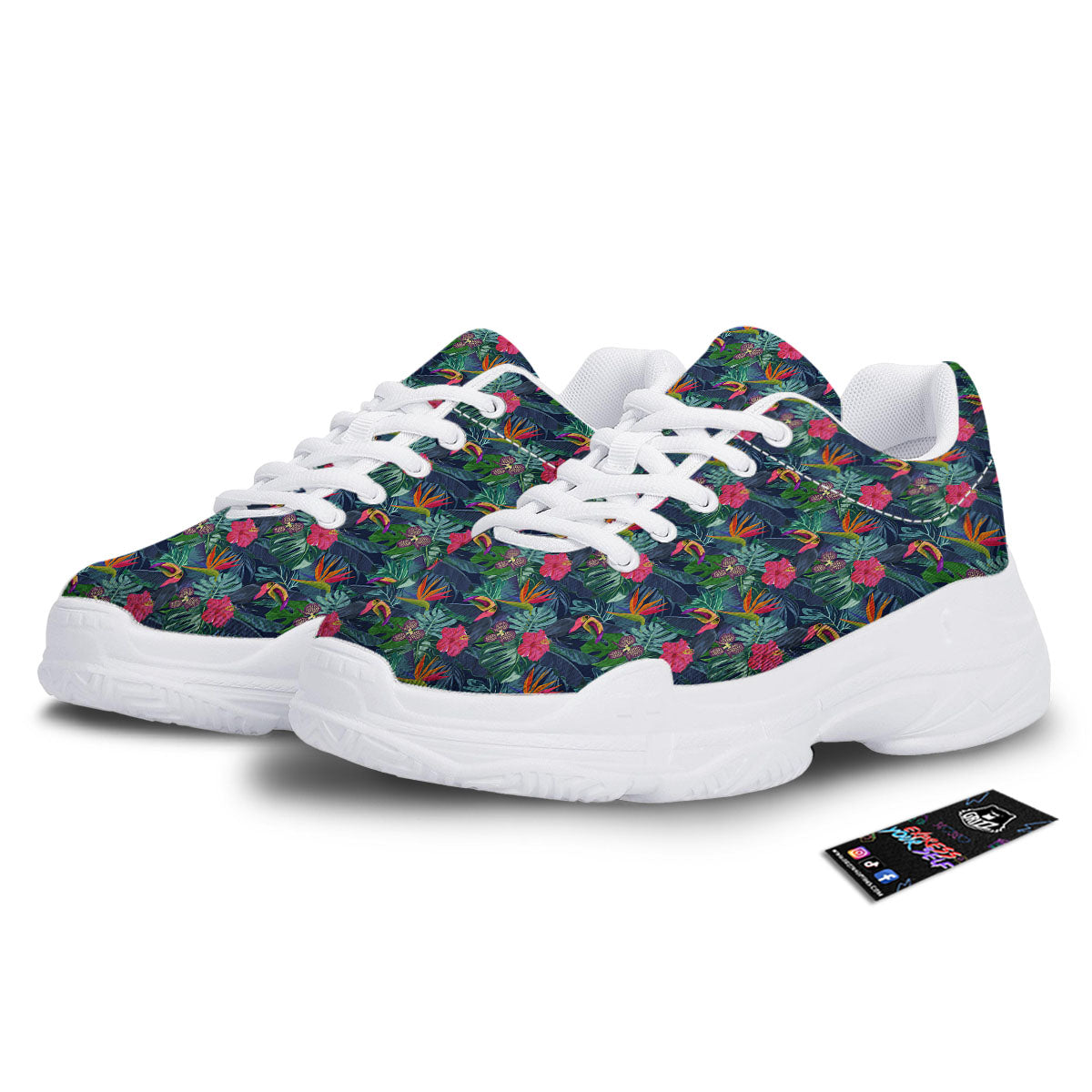 Toucan Exotic Tropical Print Pattern White Chunky Shoes-grizzshop