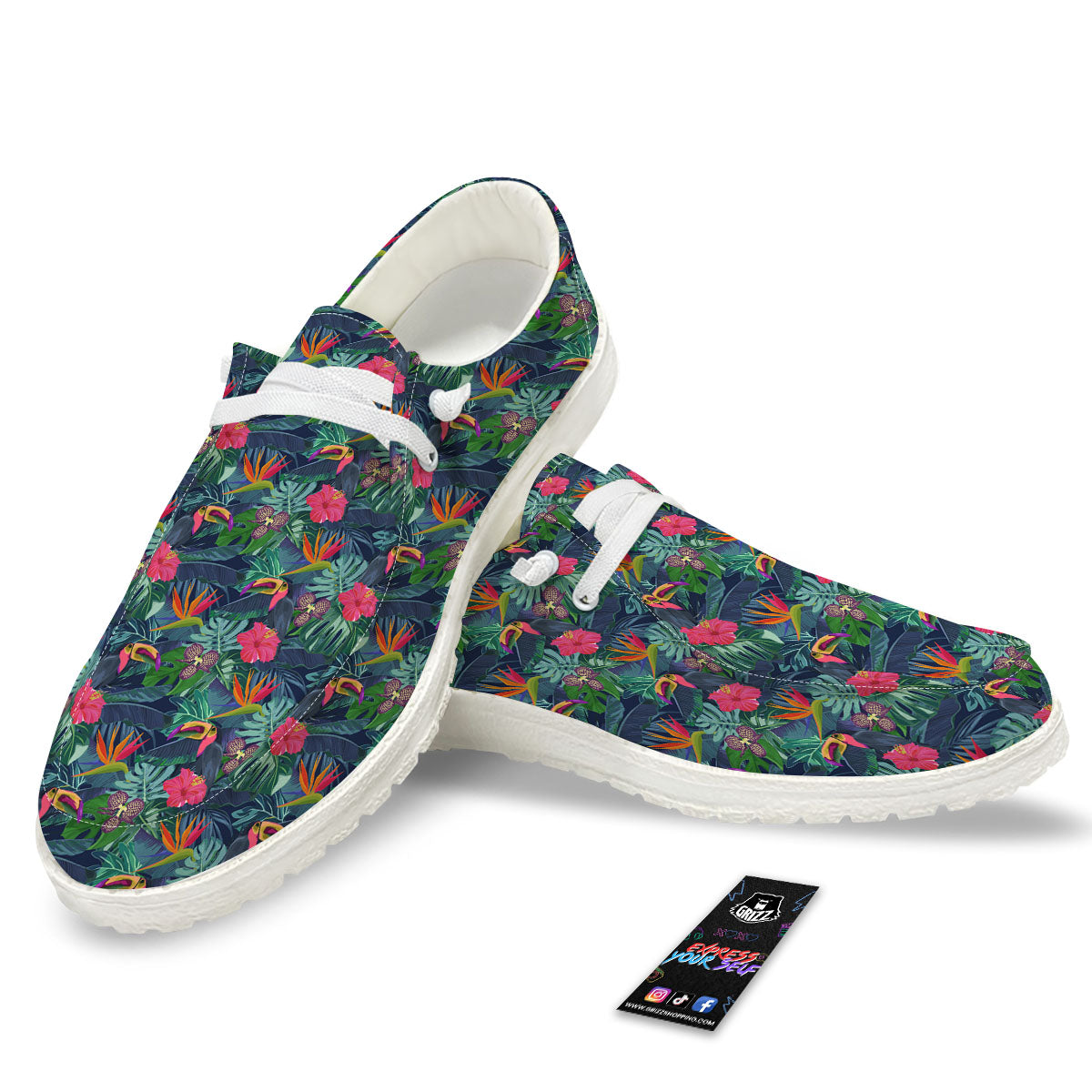 Toucan Exotic Tropical Print Pattern White Loafers-grizzshop