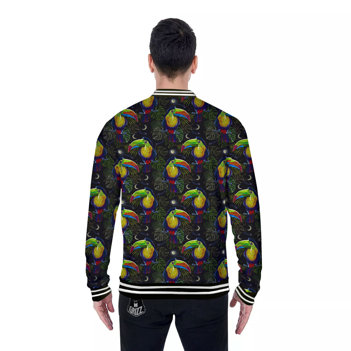 Toucan Keel Billed Tropical Print Pattern Baseball Jacket-grizzshop