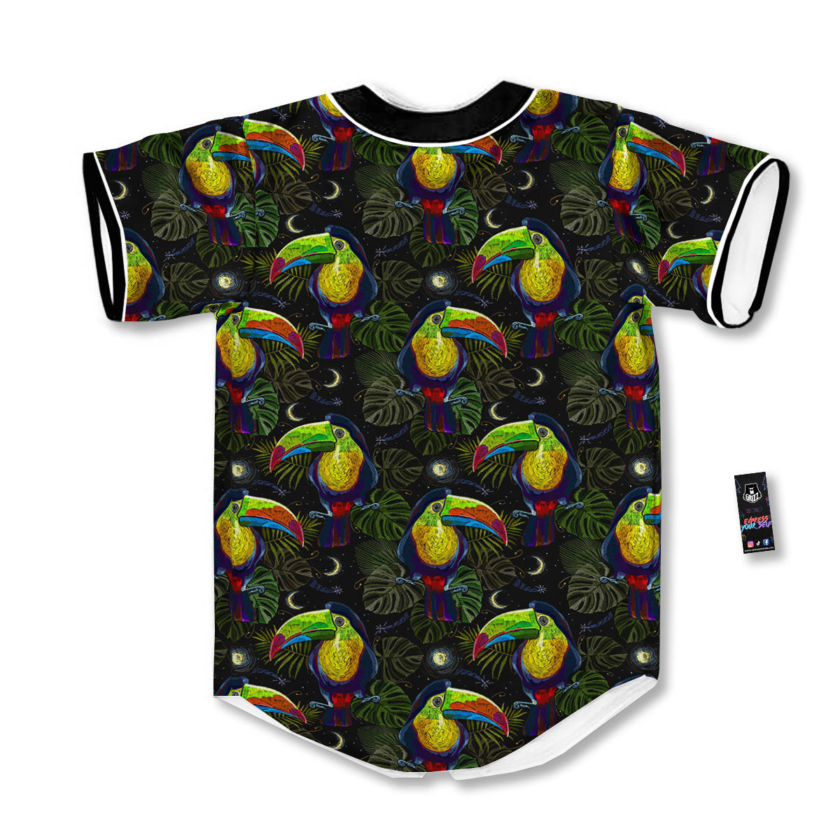 Toucan Keel Billed Tropical Print Pattern Baseball Jersey-grizzshop