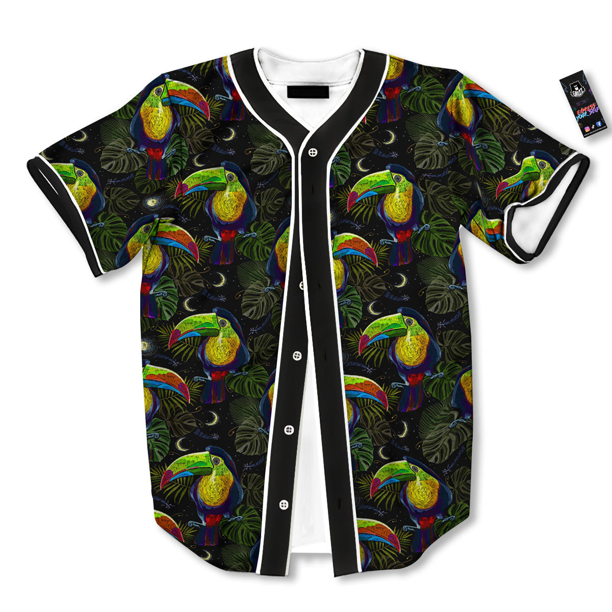 Toucan Keel Billed Tropical Print Pattern Baseball Jersey-grizzshop
