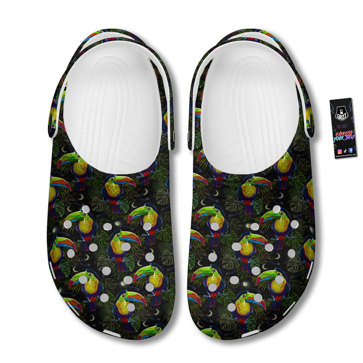Toucan Keel Billed Tropical Print Pattern Clog-grizzshop