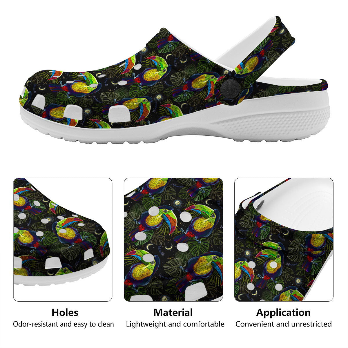 Toucan Keel Billed Tropical Print Pattern Clog-grizzshop