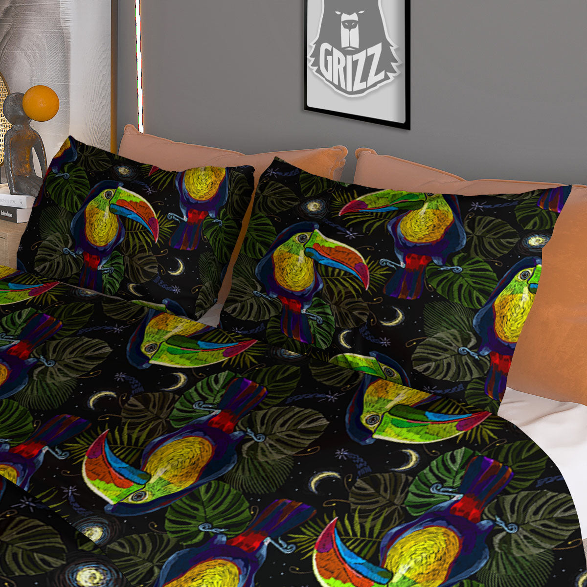 Toucan Keel Billed Tropical Print Pattern Duvet Cover Bedding Set