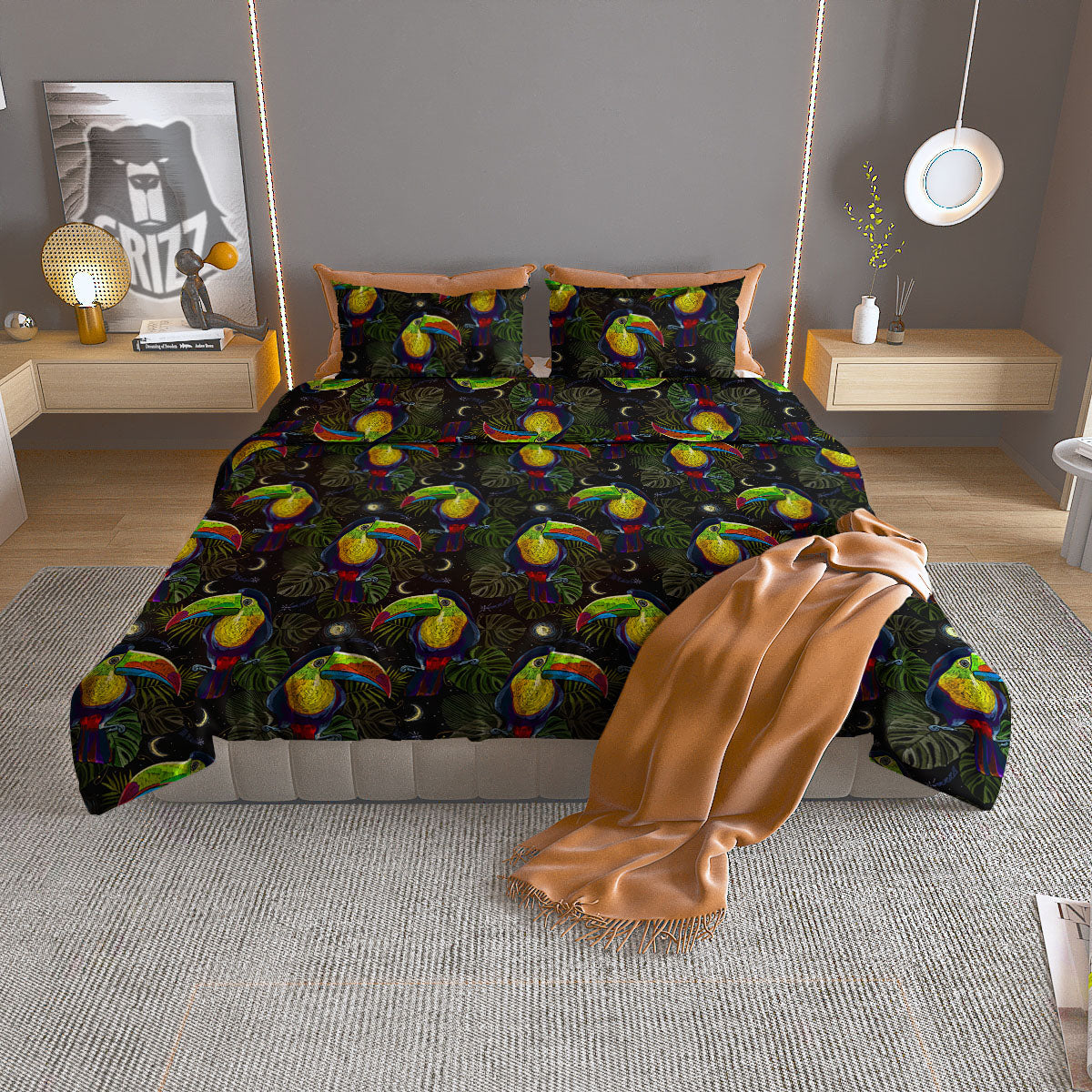 Toucan Keel Billed Tropical Print Pattern Duvet Cover Bedding Set