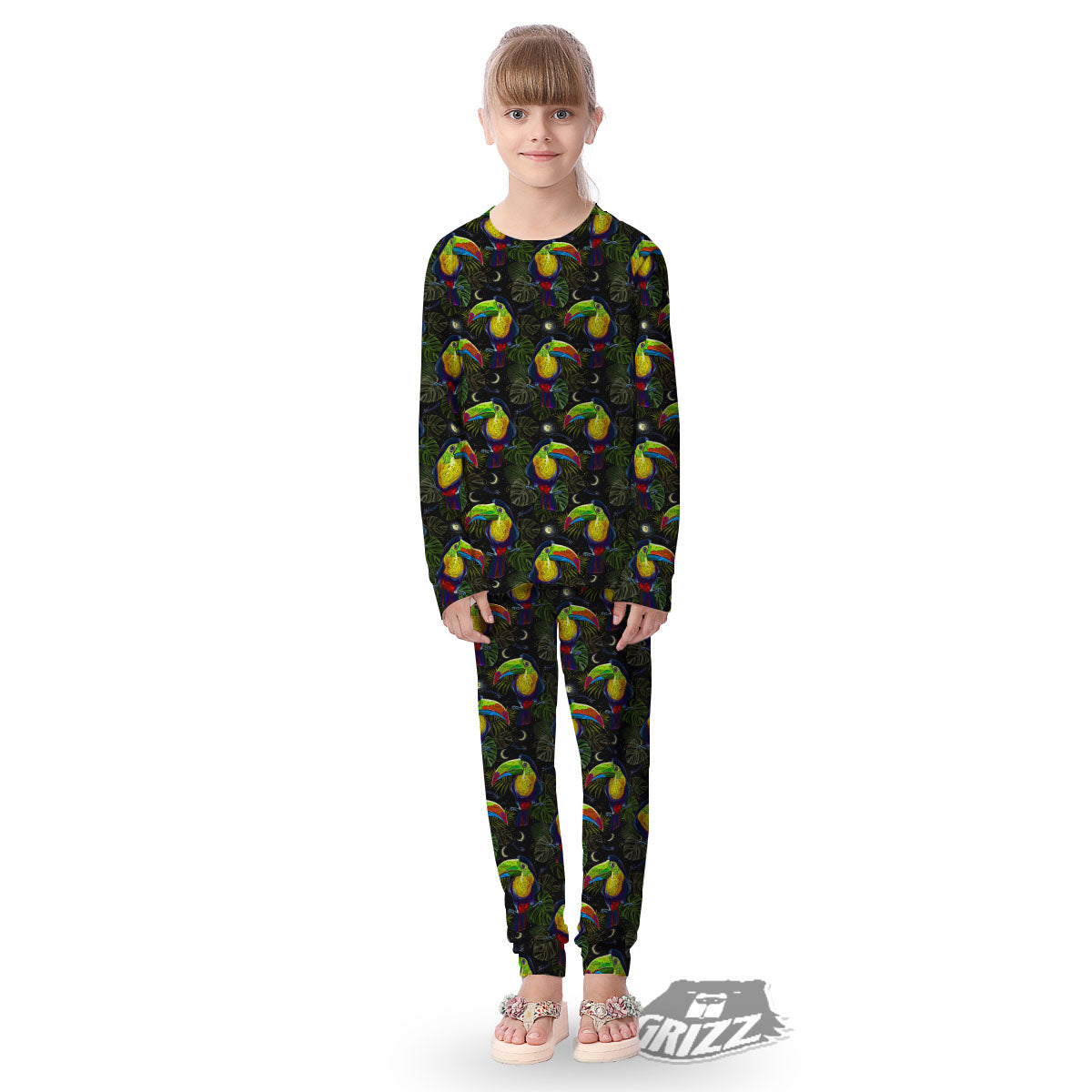 Toucan Keel Billed Tropical Print Pattern Kid's Pajamas-grizzshop