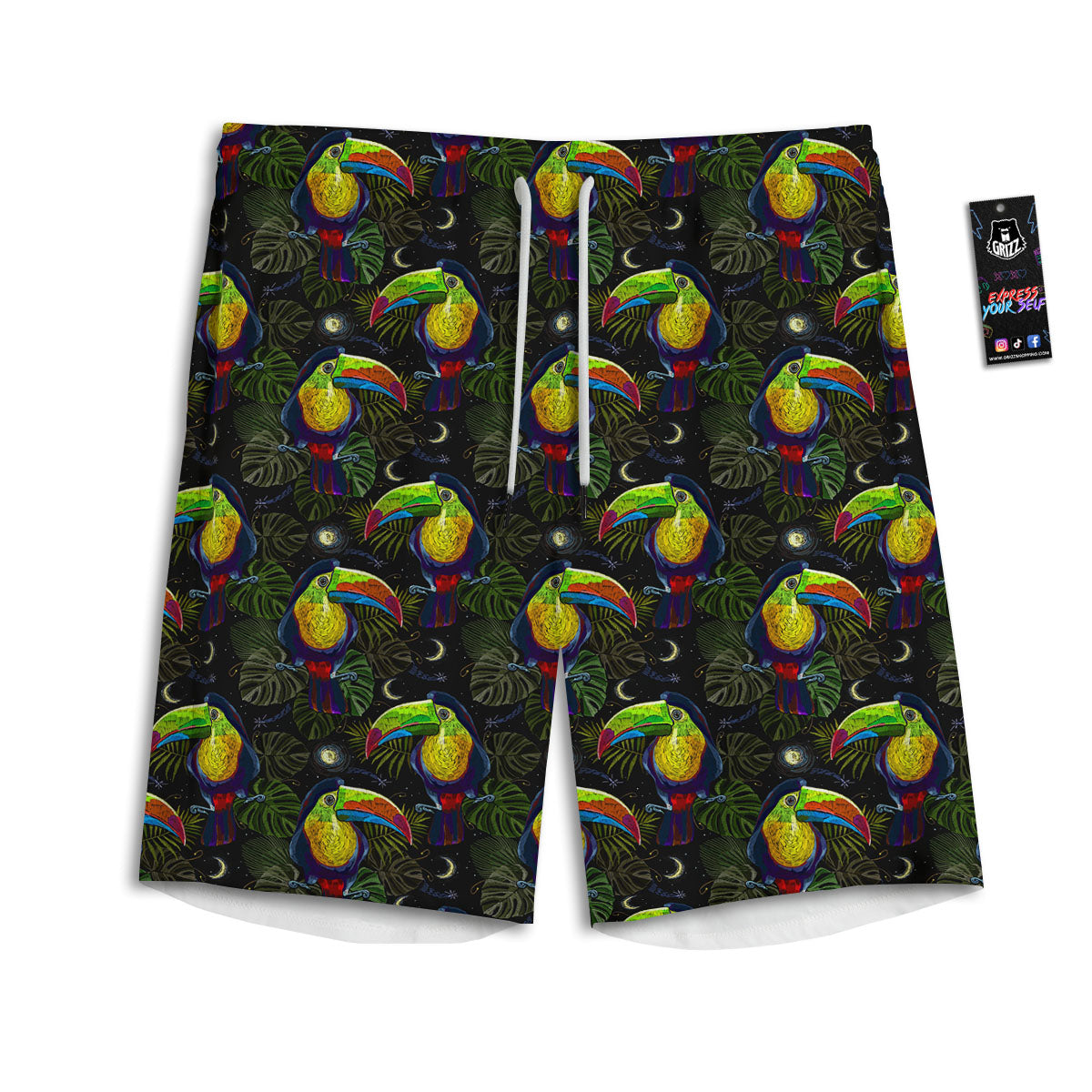 Toucan Keel Billed Tropical Print Pattern Men's Athletic Shorts
