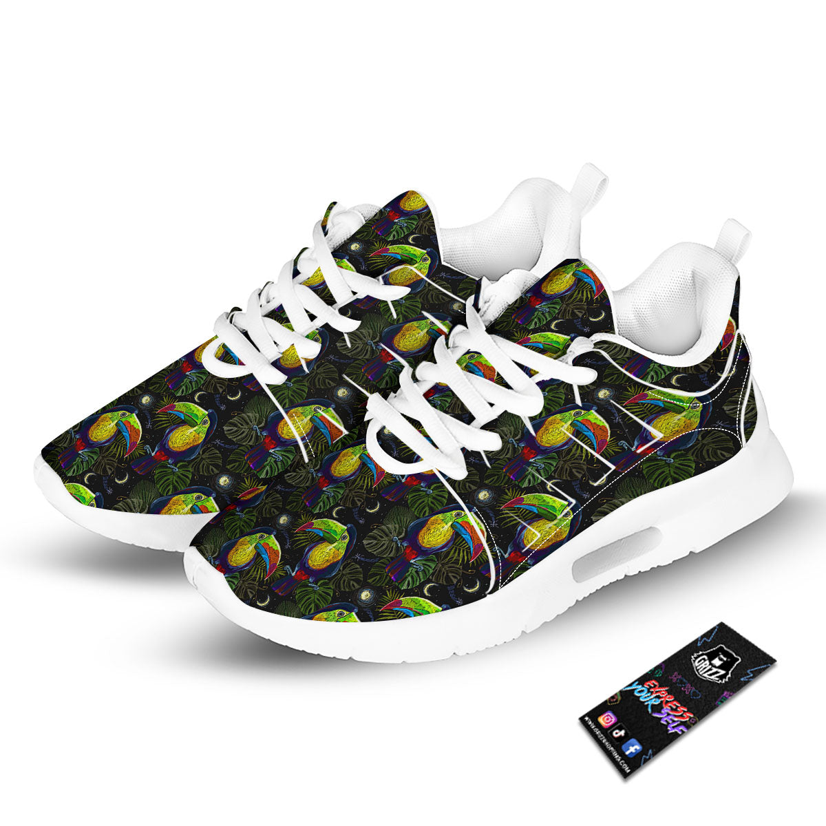 Toucan Keel Billed Tropical Print Pattern Tennis Shoes-grizzshop
