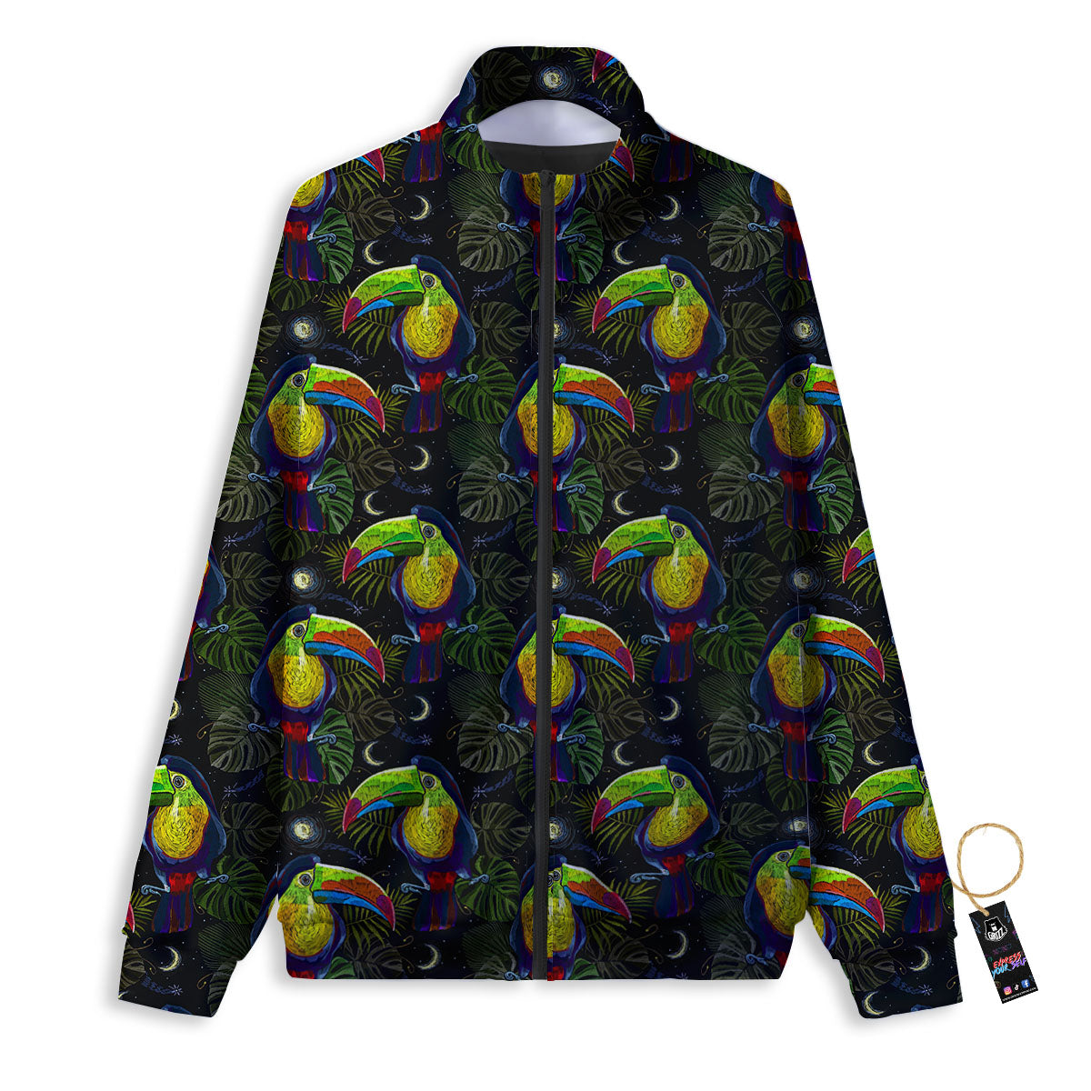 Toucan Keel Billed Tropical Print Pattern Track Jacket-grizzshop