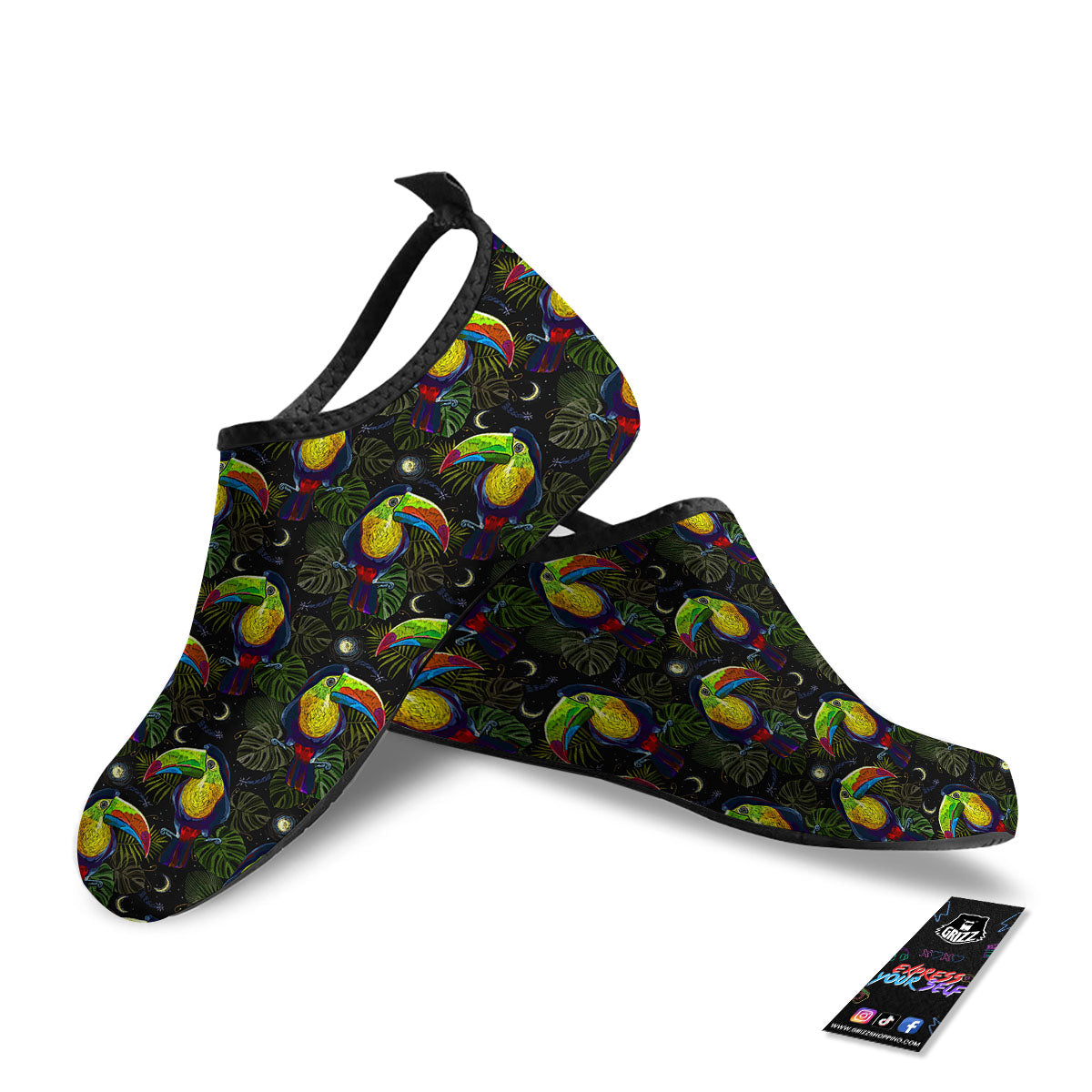 Toucan Keel Billed Tropical Print Pattern Water Shoes-grizzshop