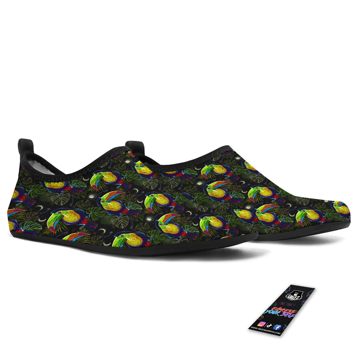 Toucan Keel Billed Tropical Print Pattern Water Shoes-grizzshop