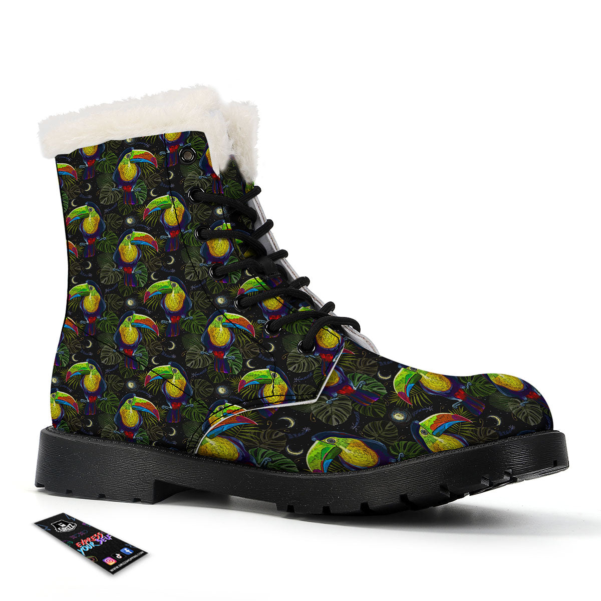 Toucan Keel Billed Tropical Print Pattern Winter Boots-grizzshop