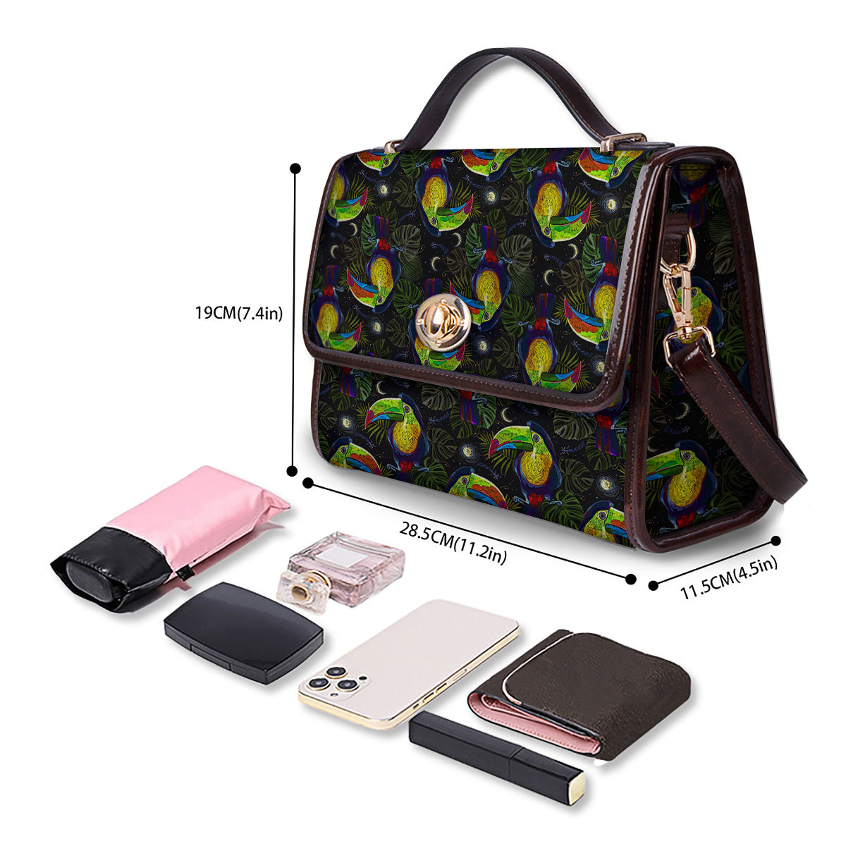 Toucan Keel Billed Tropical Print Pattern Women's Satchel Bag-grizzshop