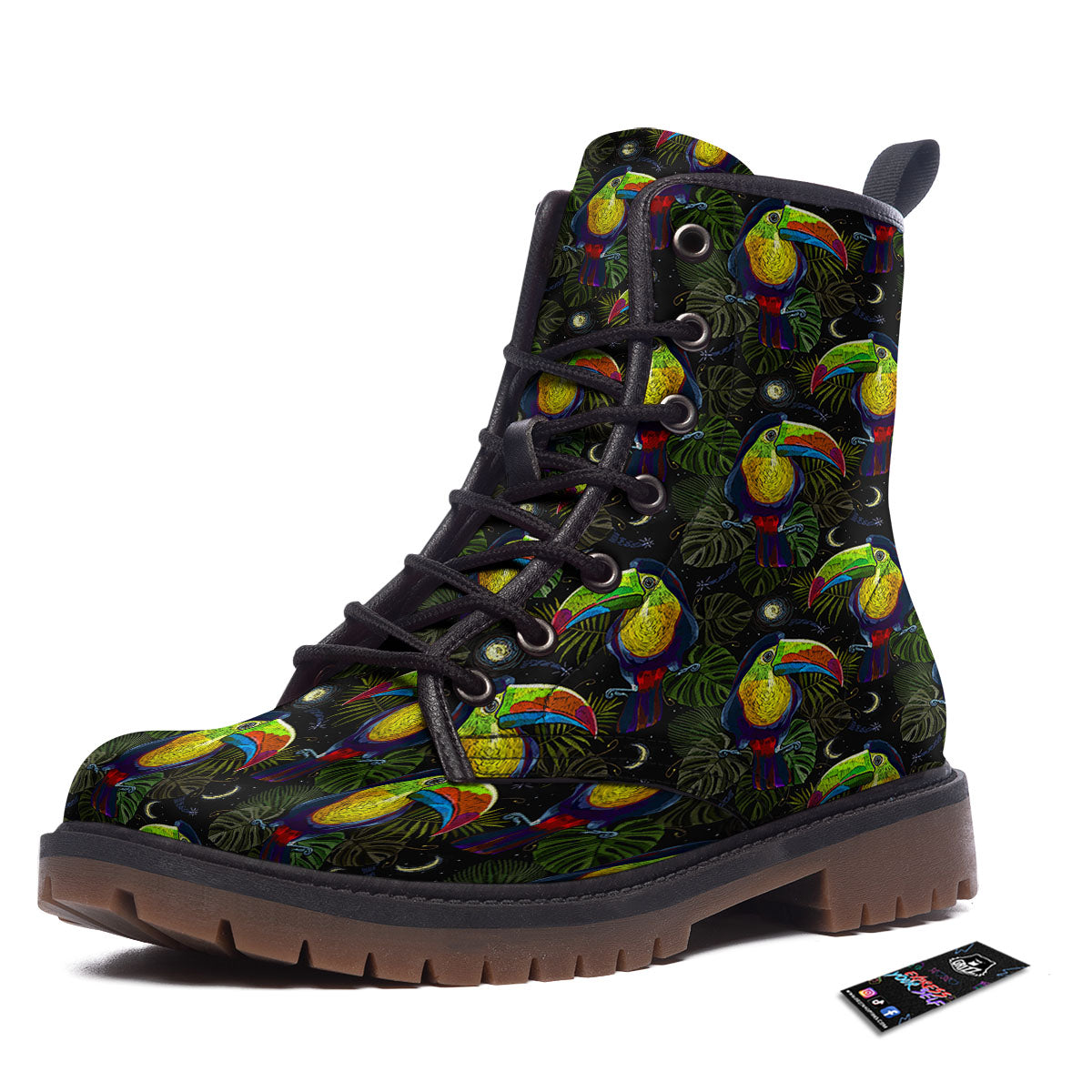 Toucan Keel Billed Tropical Print Pattern Work Boots-grizzshop