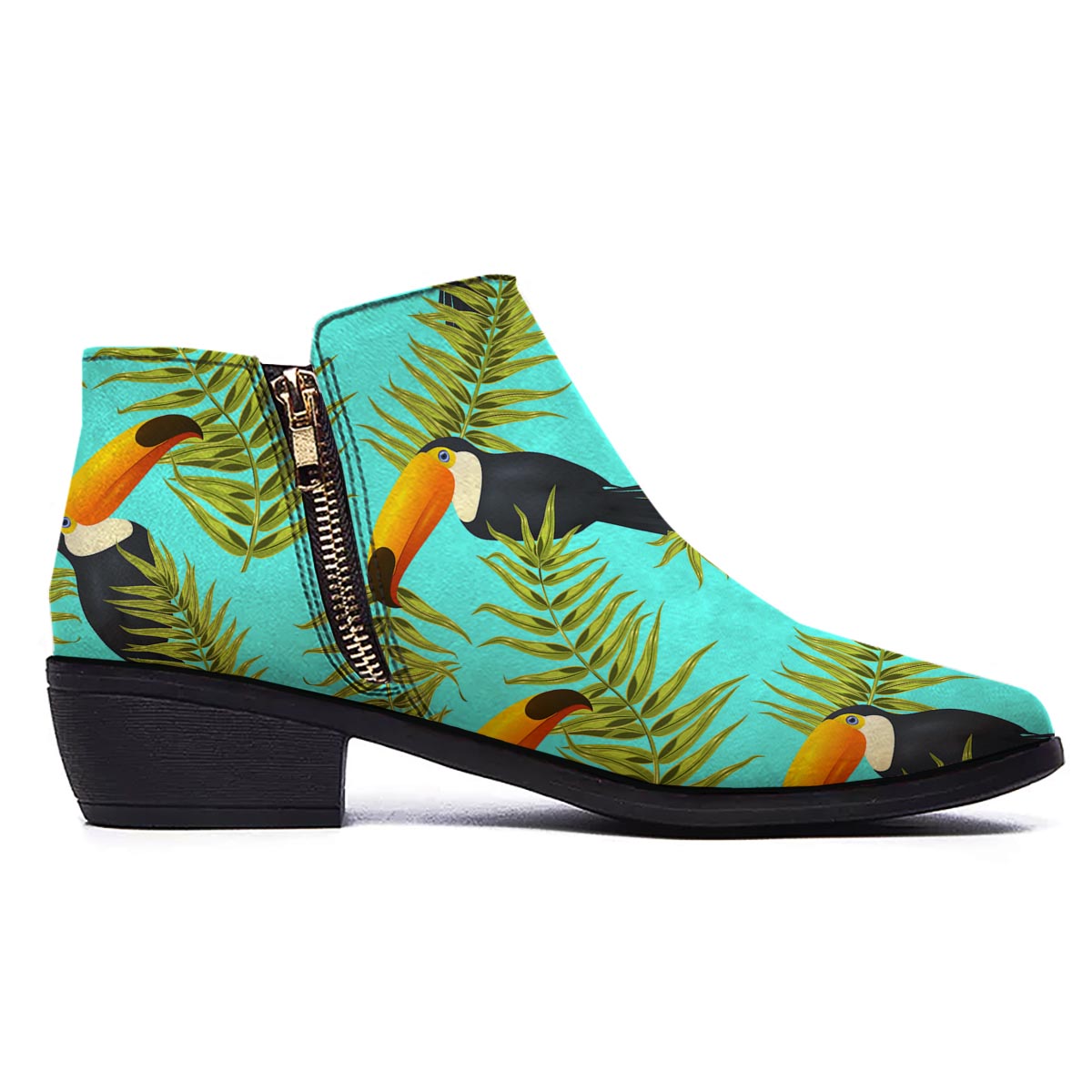 Toucan Toco Print Pattern Ankle Boots-grizzshop