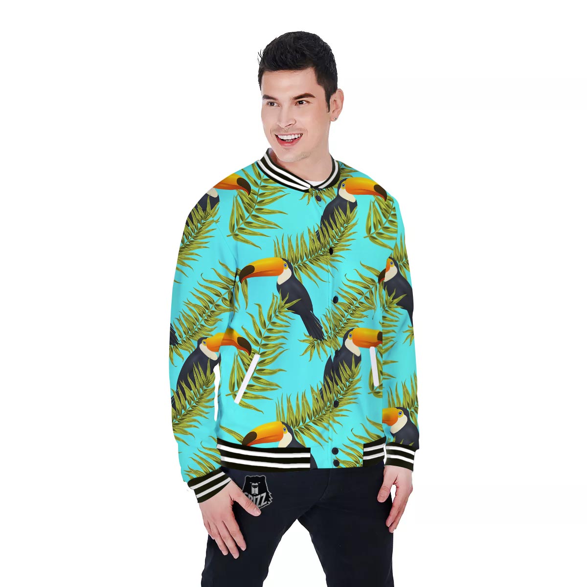 Toucan Toco Print Pattern Baseball Jacket-grizzshop