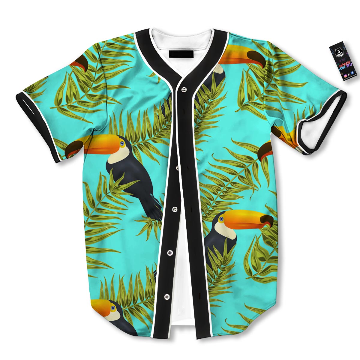 Toucan Toco Print Pattern Baseball Jersey-grizzshop