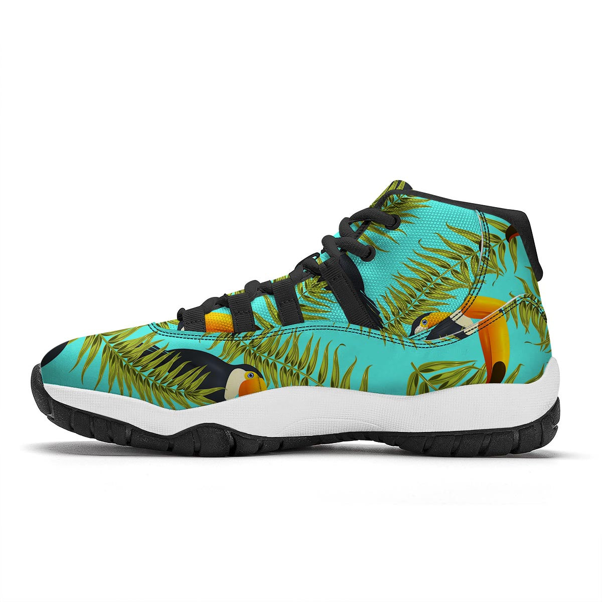 Toucan Toco Print Pattern Black Bball Shoes-grizzshop