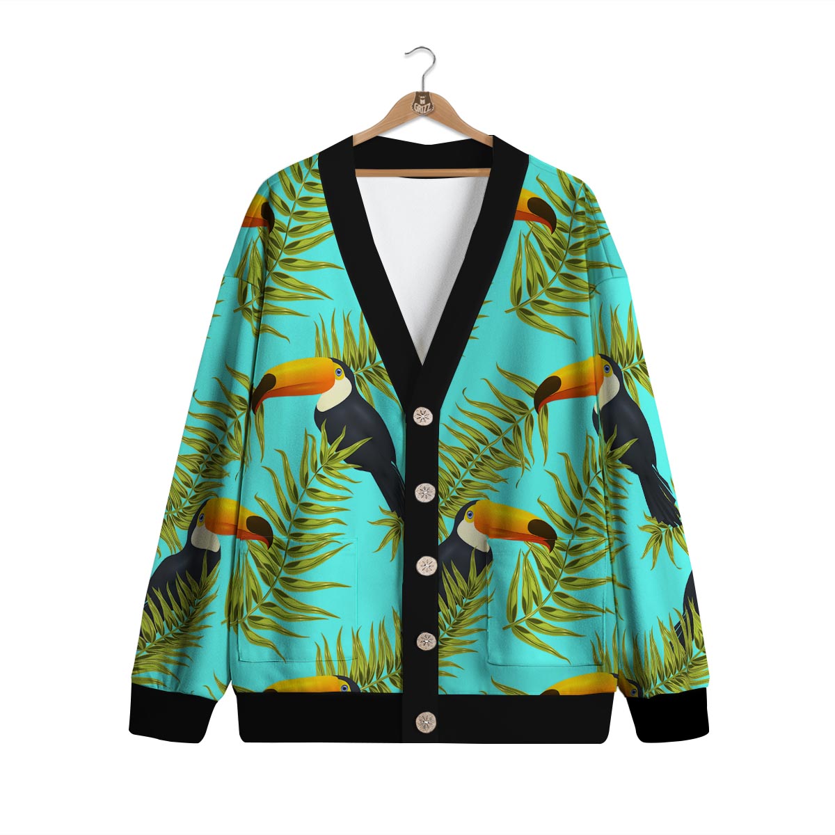 Toucan Toco Print Pattern Cardigan-grizzshop