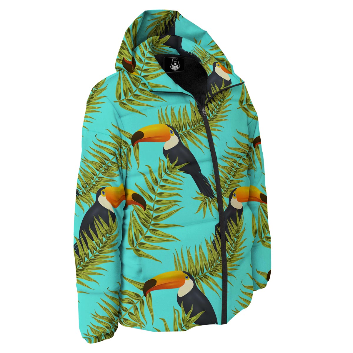 Toucan Toco Print Pattern Down Jacket-grizzshop