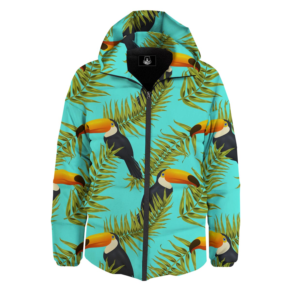 Toucan Toco Print Pattern Down Jacket-grizzshop