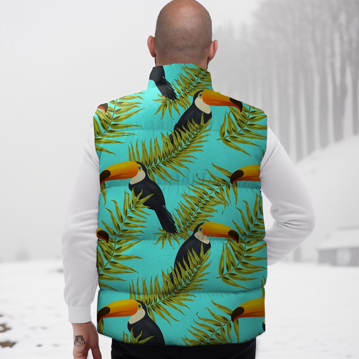 Toucan Toco Print Pattern Down Vest