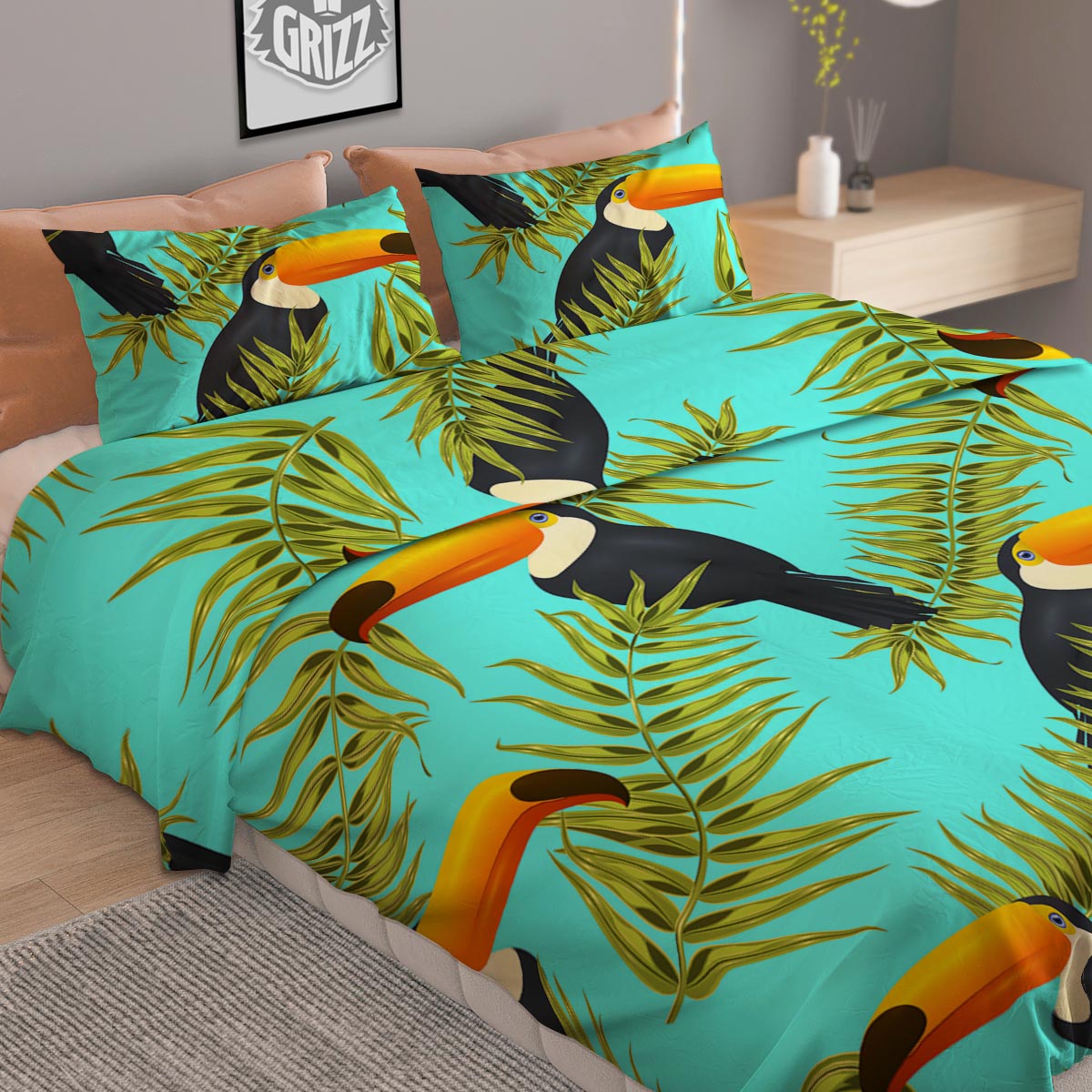 Toucan Toco Print Pattern Duvet Cover Bedding Set