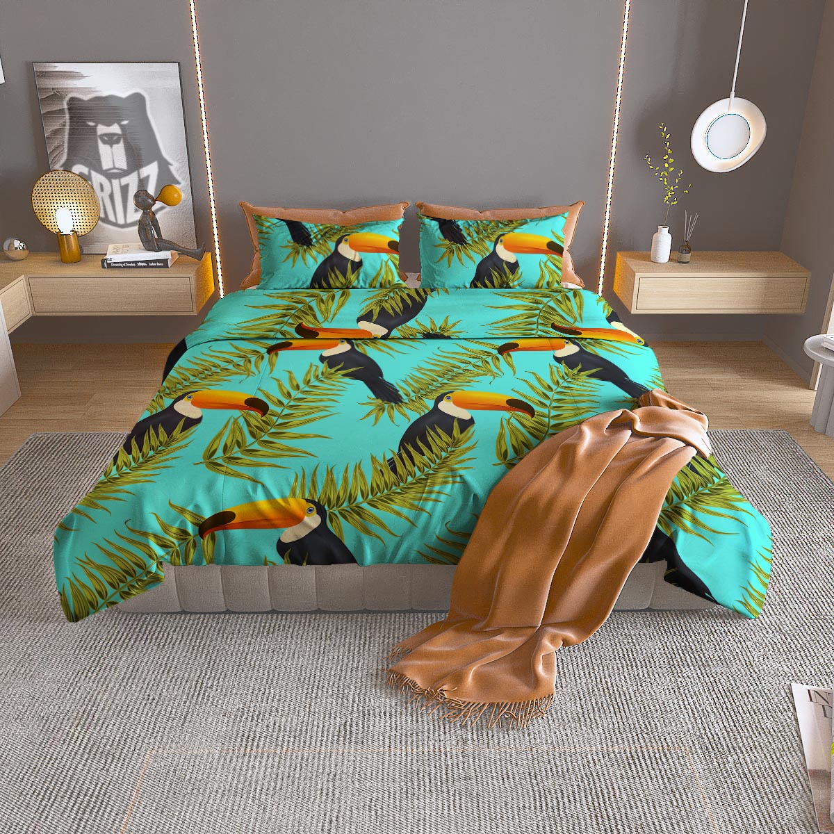 Toucan Toco Print Pattern Duvet Cover Bedding Set