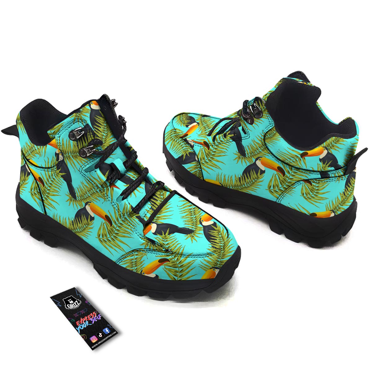 Toucan Toco Print Pattern Hiking Shoes-grizzshop