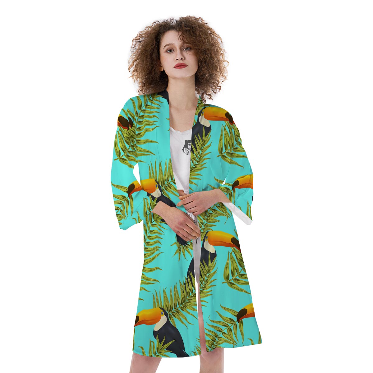 Toucan Toco Print Pattern Kimono-grizzshop