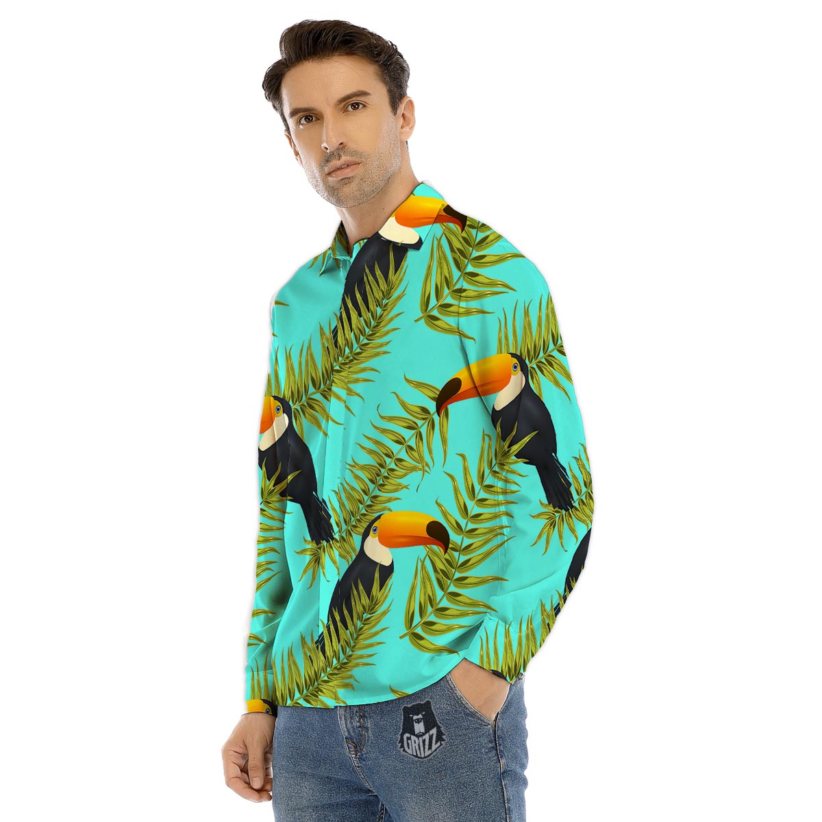 Toucan Toco Print Pattern Men's Dress Shirts-grizzshop
