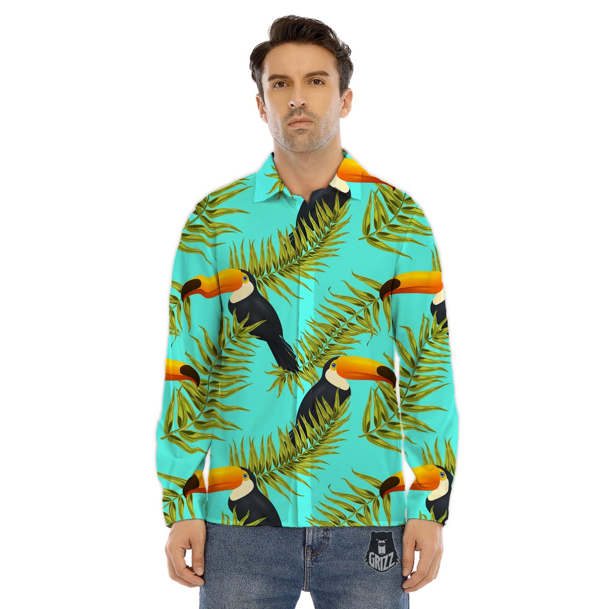Toucan Toco Print Pattern Men's Dress Shirts-grizzshop