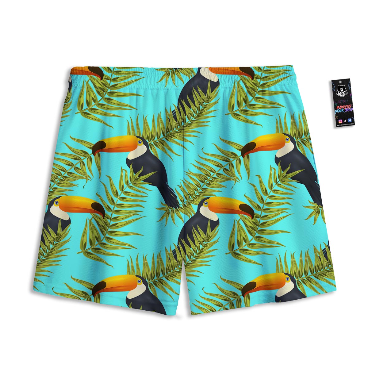 Toucan Toco Print Pattern Mesh Shorts