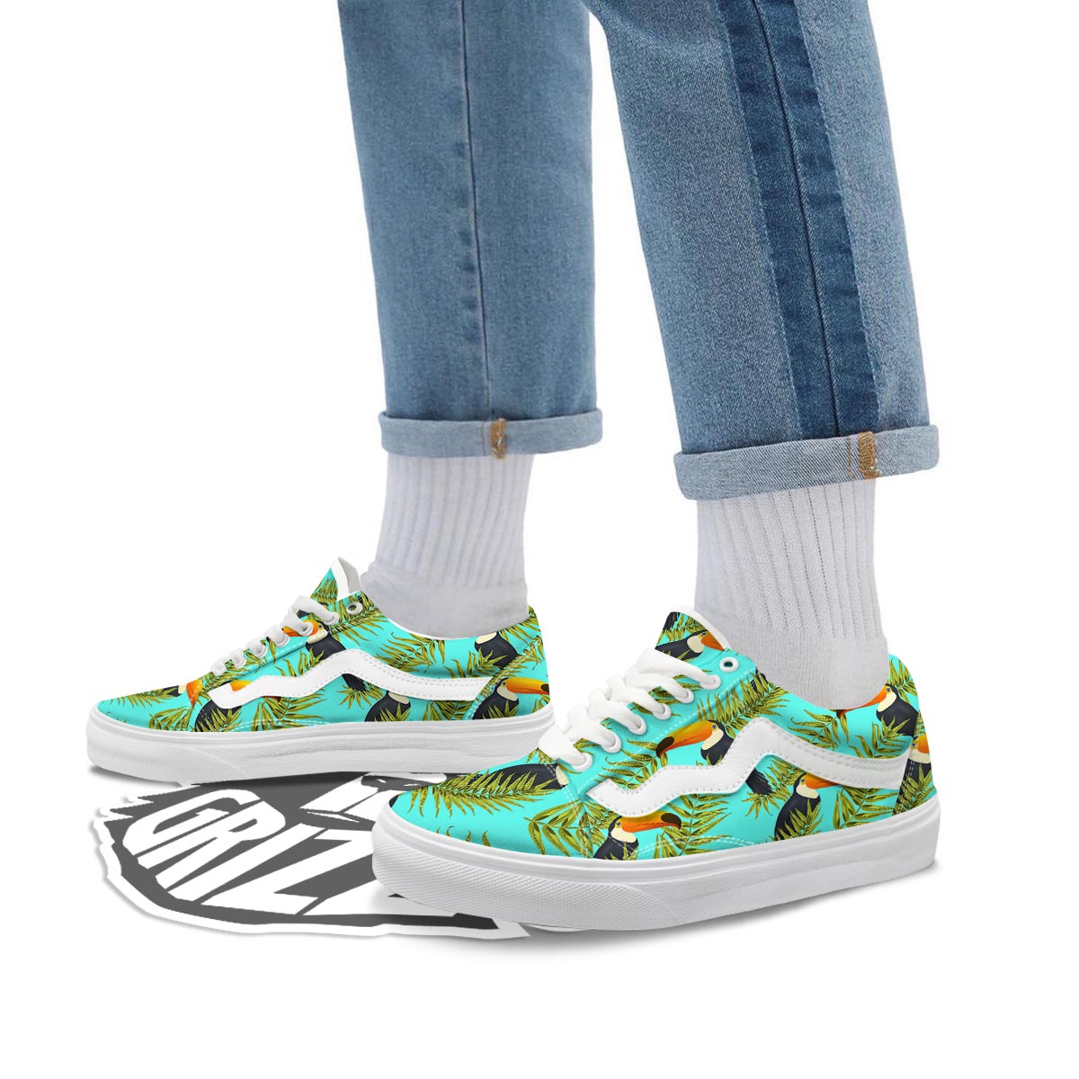 Toucan Toco Print Pattern Skate Shoes-grizzshop