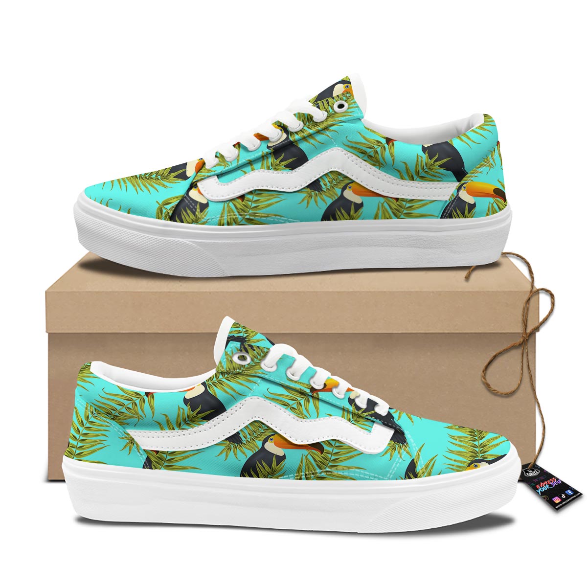 Toucan Toco Print Pattern Skate Shoes-grizzshop