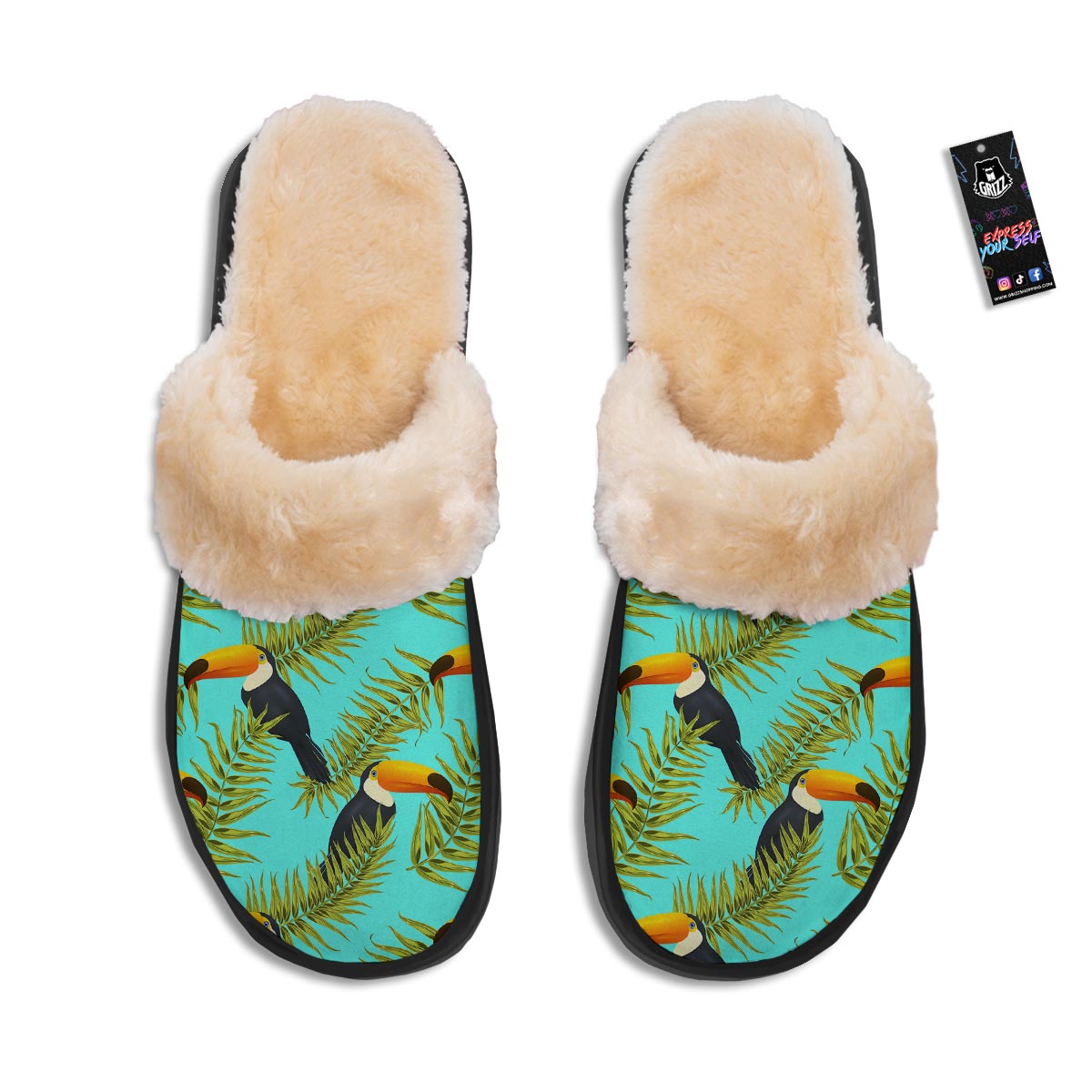 Toucan Toco Print Pattern Slippers-grizzshop